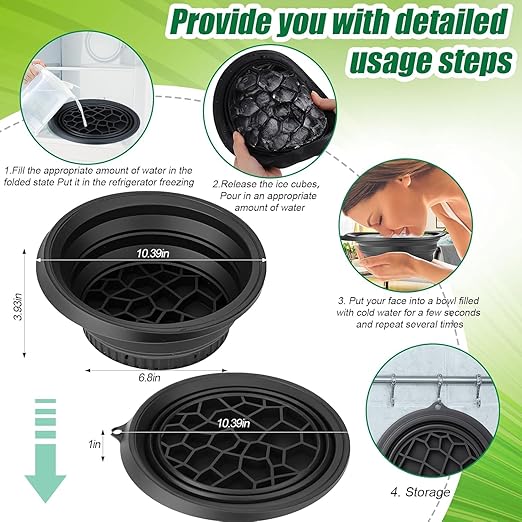 Clefairy Face Ice Bath Bowl with Built-In Ice Tray, Collapsible Food-Grade Silicone Facial Plunge Basin for Face Dunk, Cold Therapy, Skincare at Home