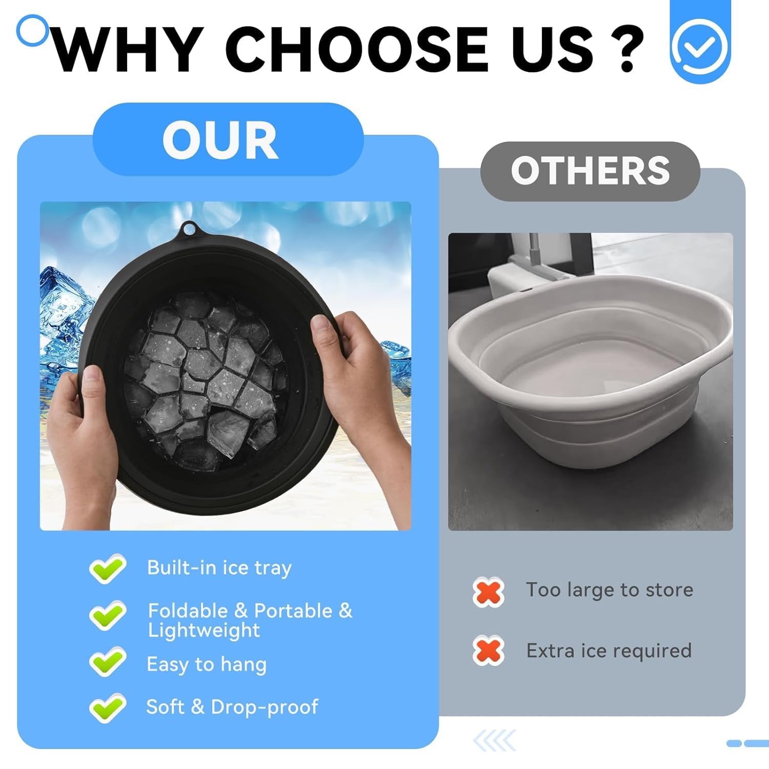 Clefairy Face Ice Bath Bowl with Built-In Ice Tray, Collapsible Food-Grade Silicone Facial Plunge Basin for Face Dunk, Cold Therapy, Skincare at Home