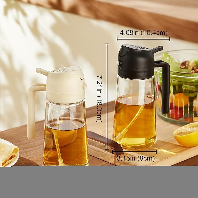 Glass Oil Spray Bottle Oil Sprayer for Cooking 2 in 1 Olive Oil Dispenser Bottle for Kitchen Olive Oil Spray Bottle Oil Dispenser And Mist Spray Bottle Oil Vinegar Spritzer Sprayer Bottles for Kitchen