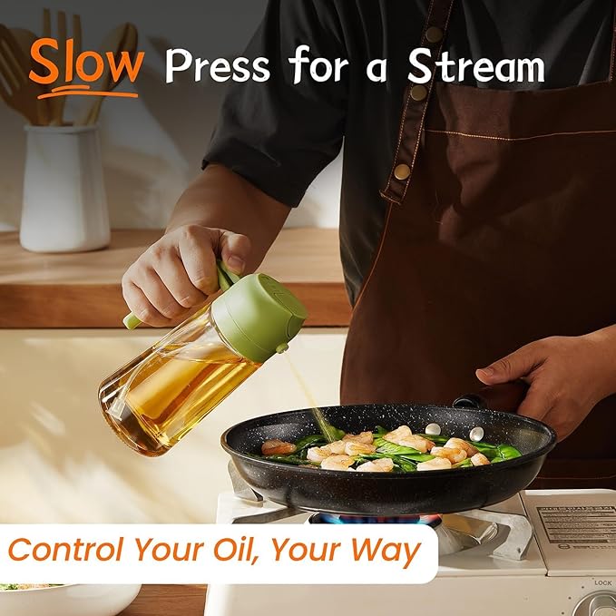 Glass Oil Spray Bottle Oil Sprayer for Cooking 2 in 1 Olive Oil Dispenser Bottle for Kitchen Olive Oil Spray Bottle Oil Dispenser And Mist Spray Bottle Oil Vinegar Spritzer Sprayer Bottles for Kitchen