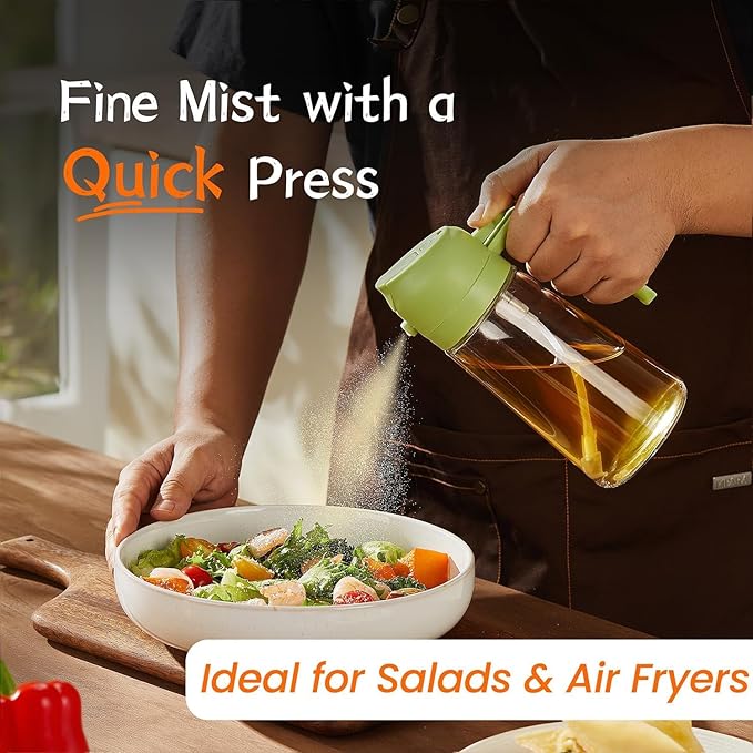 Glass Oil Spray Bottle Oil Sprayer for Cooking 2 in 1 Olive Oil Dispenser Bottle for Kitchen Olive Oil Spray Bottle Oil Dispenser And Mist Spray Bottle Oil Vinegar Spritzer Sprayer Bottles for Kitchen
