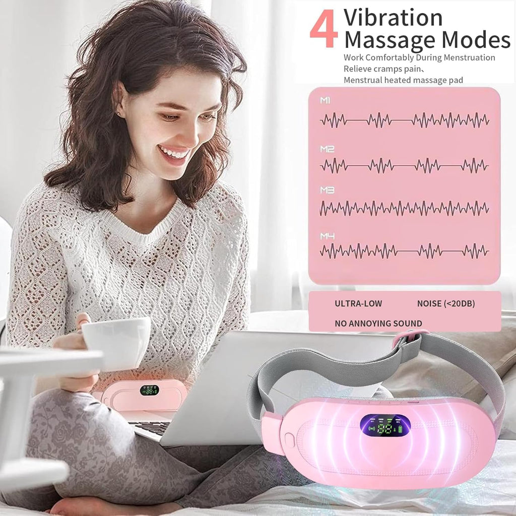 Menstrual Heating Pad Massager - Period Pain Relief Device - Portable Cordless Period Pain Relief - Back Pain & Stomach Pain Relief Massager - Period Pain Relief Belt