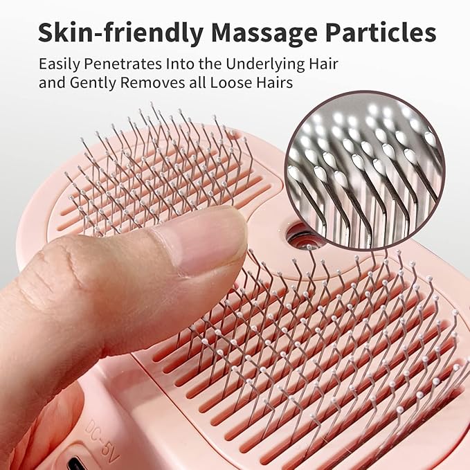 New Steam Cat and Dog Comb | Self-Cleaning Pet Grooming Brush with Mist Spray | Massage Deshedding Comb for Dogs & Cats | Anti-Static, Removes Loose Hair for Long & Short Fur