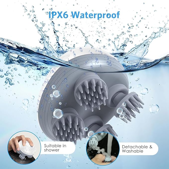 Electric Scalp Massager for Scalp Relaxation Cordless Head Massager 3 Switchable Level Strength USB Rechargeable Head Massager Travel Electric Scalp Massager for Stress Relief, Hair Growth